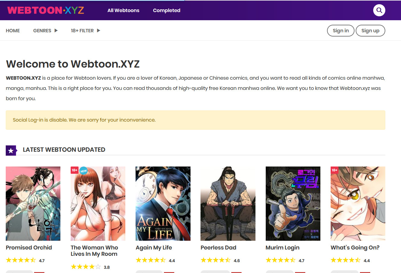 Webtoon.XYZ ，韩国漫画线上免费看