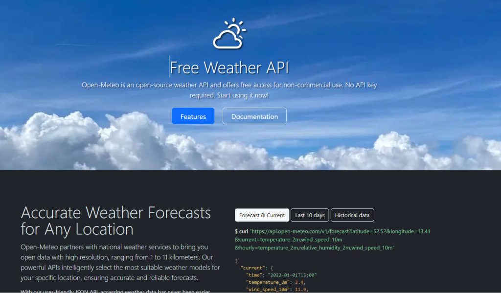 Open-Meteo，开源免费精准的天气 API 服务