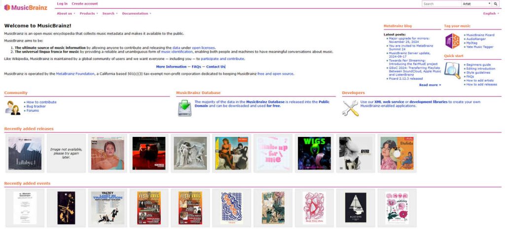 MusicBrainz，开放音乐百科全书，最全的音乐元信息数据库